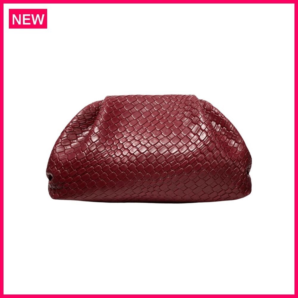 Woven PU Leather Evening Clutch Bag No Strap Handbag Elegant Formal